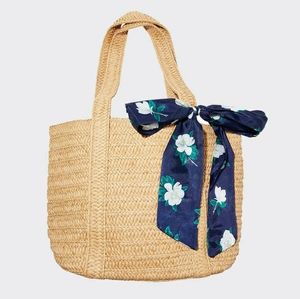 Draper James Straw Bag with Floral Scarf